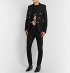 Balmain - Black Slim-Fit Double-Breasted Stretch-Jersey Blazer - Men - Black