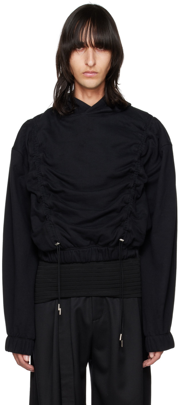 Parnell Mooney SSENSE Exclusive Black Drawstring Hoodie