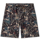 DESMOND & DEMPSEY - Rie Takeda Samurai Printed Cotton Pyjama Shorts - Black