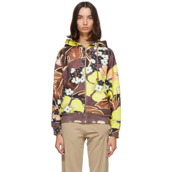 Dries Van Noten Brown Hurley Floral Zip Hoodie Dries Van Noten