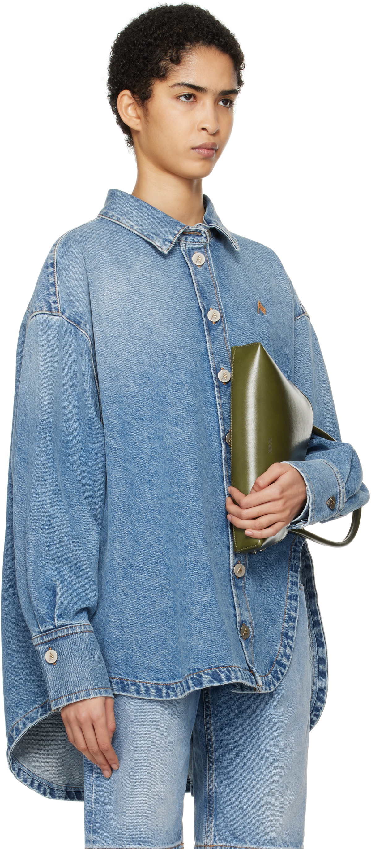 Tシャツ・カットソー THE ATTICO FW25 DIANA SHIRT DENIM (WCB00068DDD085AA 024) The Attico Blue Diana Denim Shirt The Attico