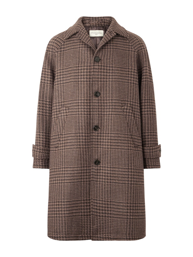 Photo: Officine Générale - Hudson Prince of Wales Virgin Wool Coat - Brown