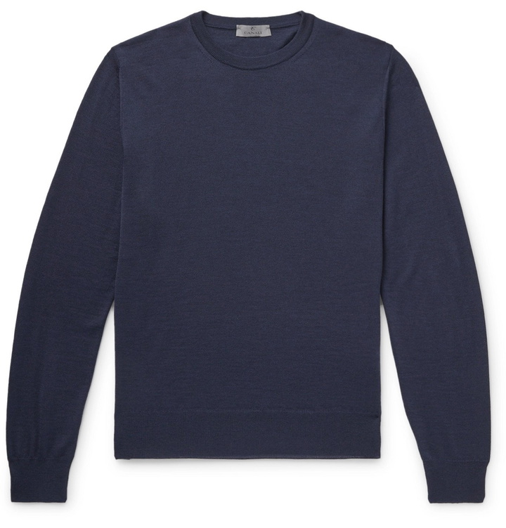 Photo: Canali - Merino Wool Sweater - Blue