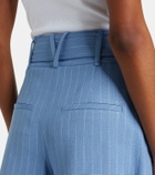 Veronica Beard Piper striped linen-blend shorts