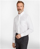 Brooks Brothers Men's Madison Relaxed-Fit Dress Shirt, Performance Non-Iron with COOLMAX, Button-Down Collar Twill | White