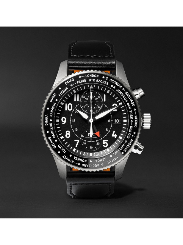 Photo: IWC Schaffhausen - Pilot's Timezoner Automatic Chronograph 46mm Stainless Steel and Leather Watch, Ref. No. IW395001