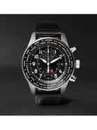 IWC Schaffhausen - Pilot's Timezoner Automatic Chronograph 46mm Stainless Steel and Leather Watch, Ref. No. IW395001
