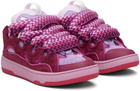 Lanvin Burgundy & Purple Leather Curb Sneakers