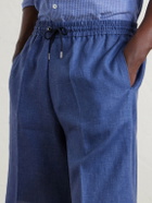 Paul Smith - Pleated Linen Drawstring Shorts - Blue