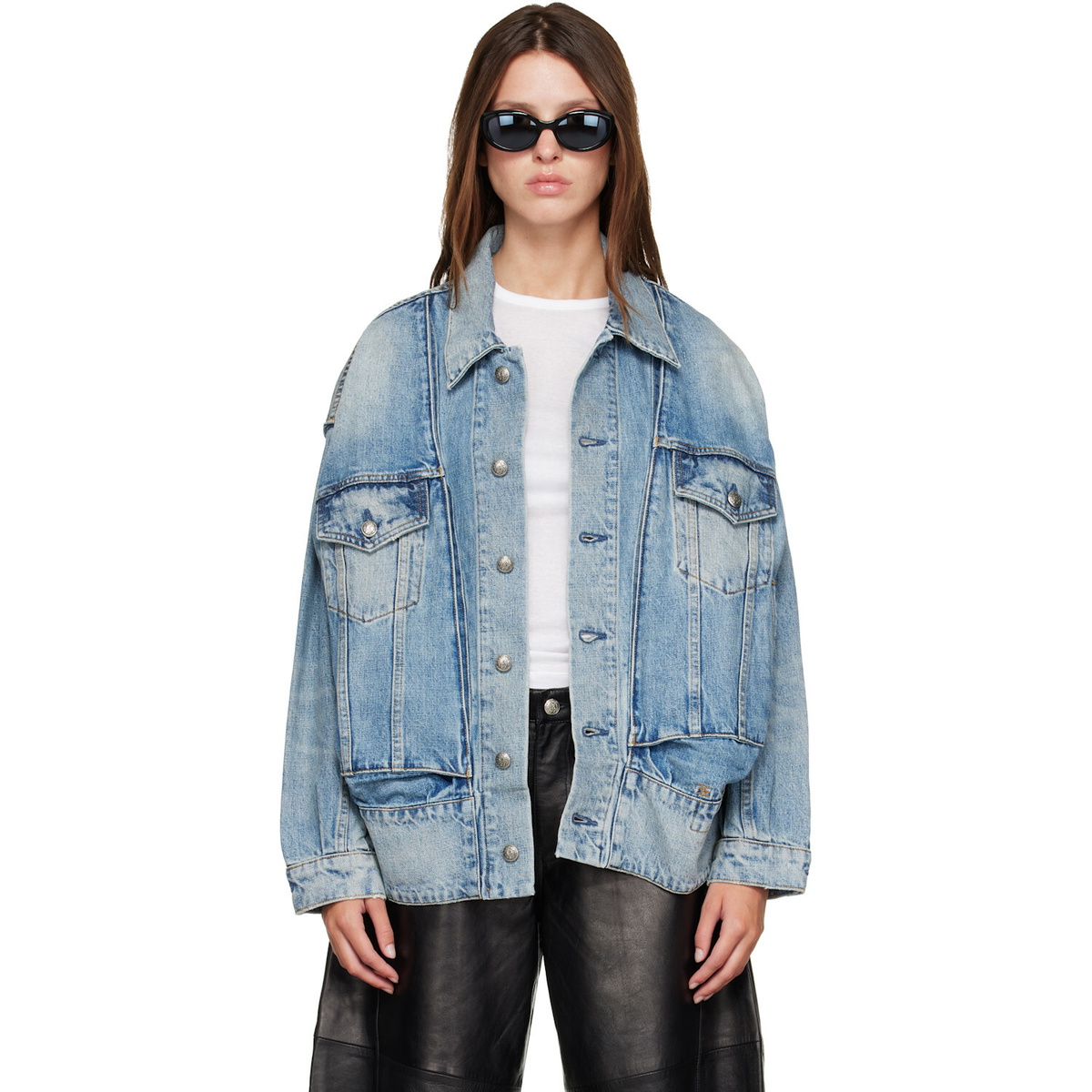 R13 Blue Roxy Moto Denim Jacket