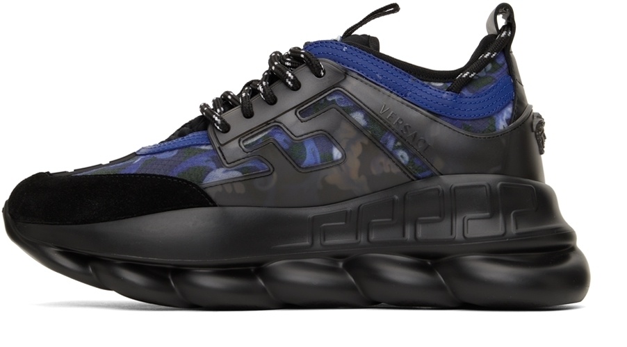 Versace Black & White Chain Reaction Trainers in Blue for Men