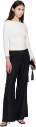St. Agni Black Silk Grid Relaxed Trousers