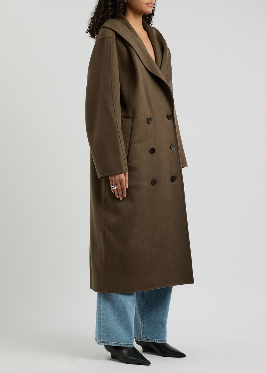 Rohe Layered Scarf-effect Wool Coat Taupe