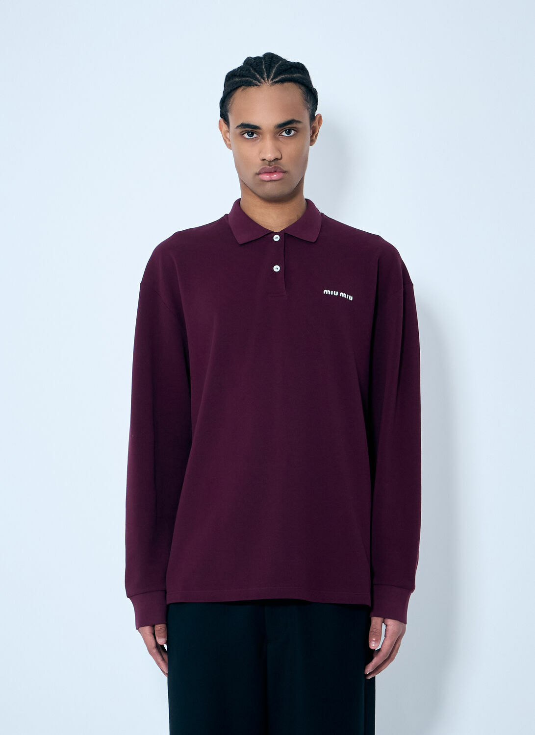Miu Miu Logo Embroidery Polo Shirt