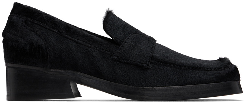ECKHAUS LATTA スタックヒールローファー Eckhaus Latta Black Stitched Loafers Eckhaus Latta