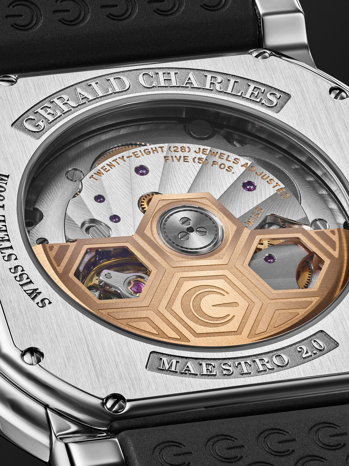 Gerald Charles - Maestro 2.0 Ultra-Thin Automatic 39mm Stainless Steel, Diamond and Rubber Watch, Ref. No. GC2.0-A-DIA-00