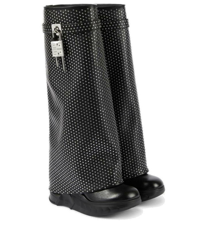Photo: Givenchy Shark Lock Biker studded leather knee-high boots