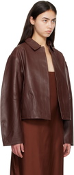 St. Agni Brown Cocoon Leather Jacket