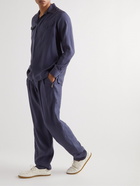 Giorgio Armani - Straight-Leg Lyocell and Silk-Blend Drawstring Trousers - Blue