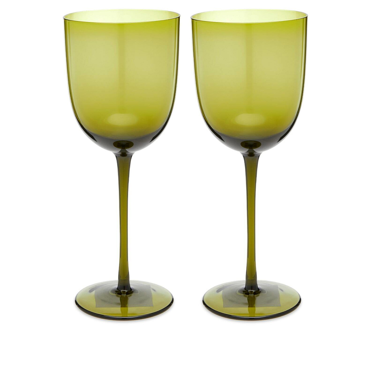 ferm LIVING Host White Wine Glasses - Set of 2 in Moss Green 