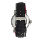 Shield Berge Quartz Silver Dial Black Leather Mens Watch SLDSH101-1