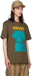 Versace Khaki 'La Colonna' T-Shirt