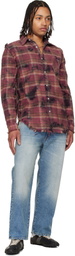 R13 Purple Shredded Seam Drop Neck Shirt