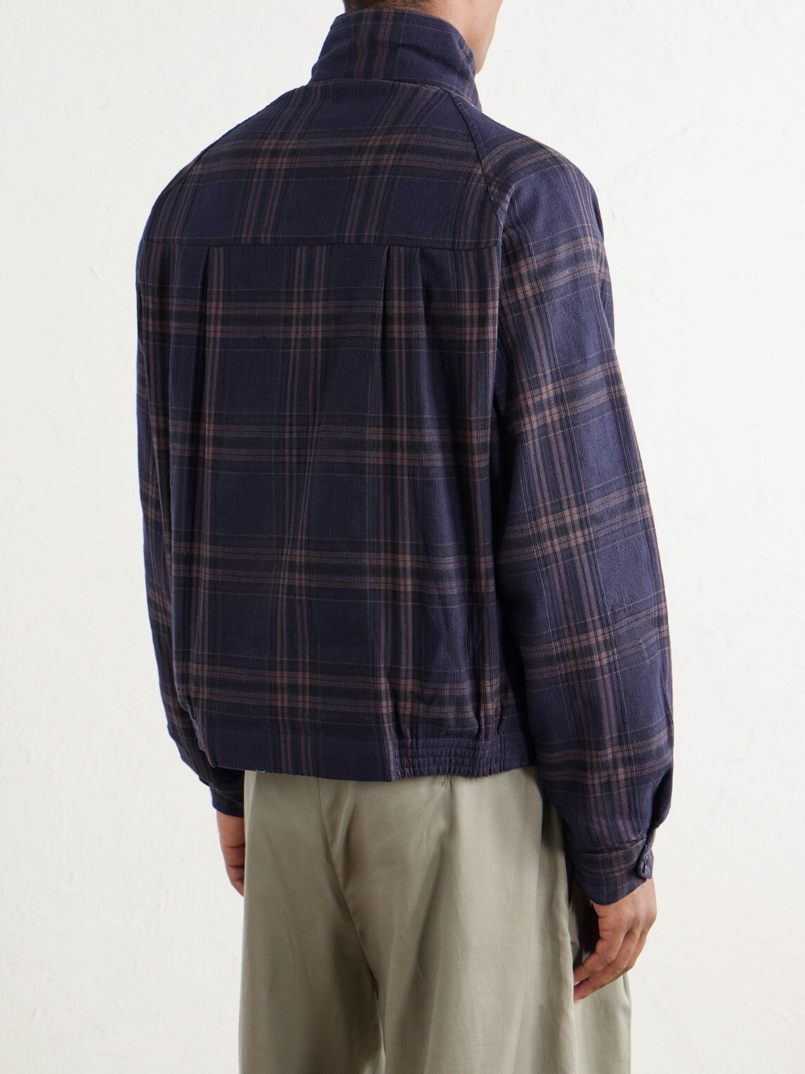 Kardo - Stanley Embroidered Checked Cotton Bomber Jacket - Blue