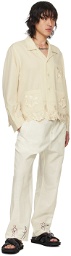 Bode White Embroidered Blackjack Trousers