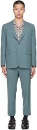 Dries Van Noten Blue Wool Gabardine Suit