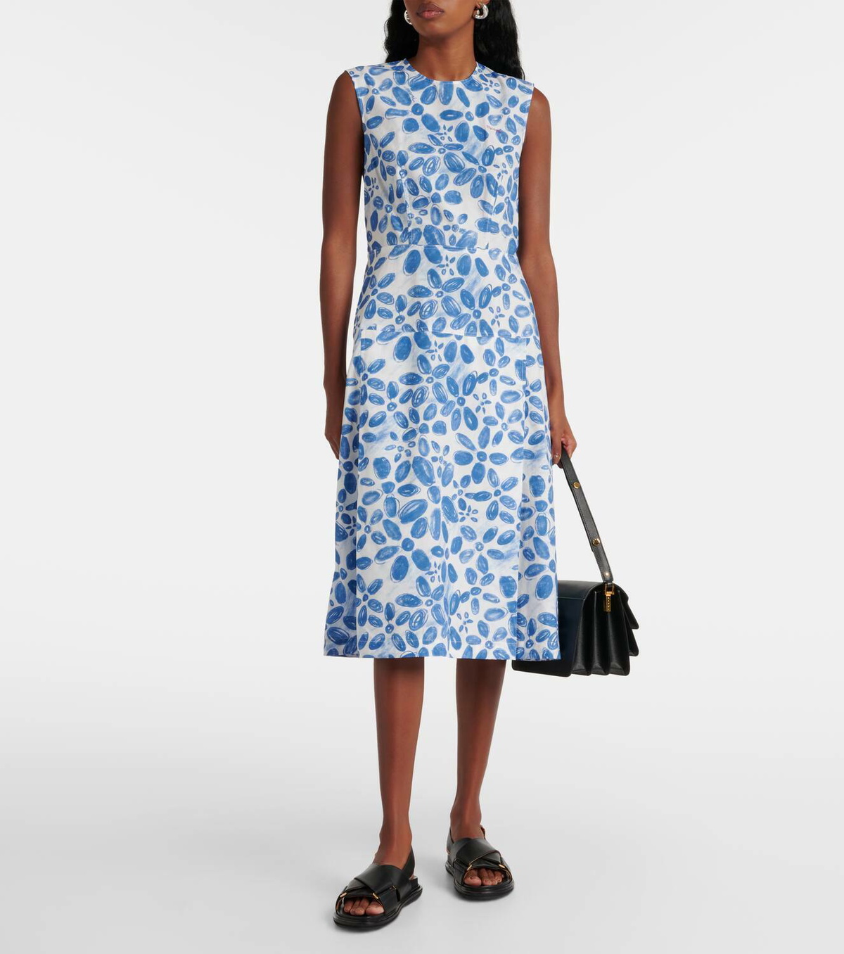 Marni Printed cotton midi dress