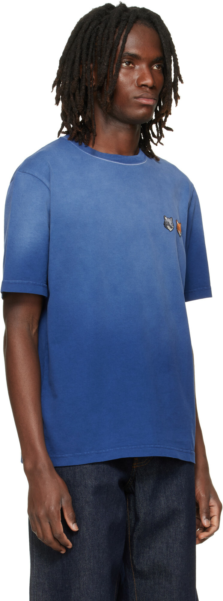 Maison Kitsuné Navy Fox Head Regular T-shirt