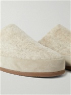 Mulo - Suede-Trimmed Shearling-Lined Recycled Wool Slippers - White