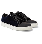 Lanvin - Cap-Toe Velvet and Leather Sneakers - Men - Midnight blue