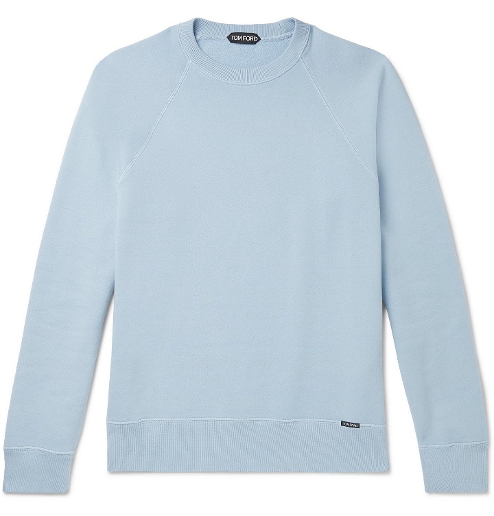 Photo: TOM FORD - Garment-Dyed Fleece-Back Cotton-Jersey Sweatshirt - Blue