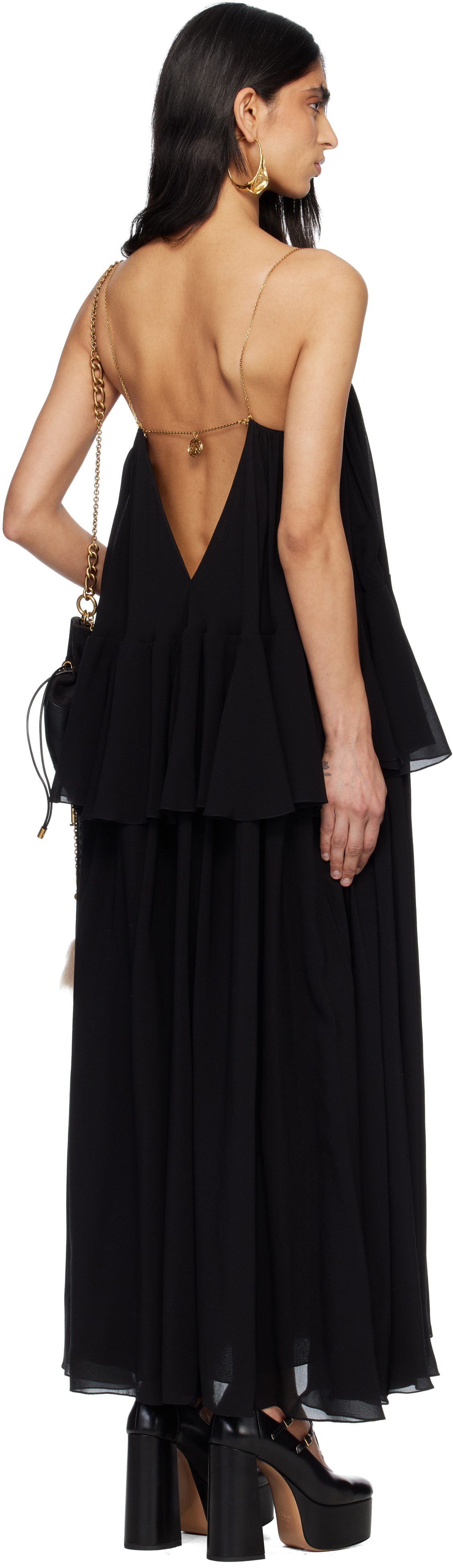 Chloé Black Sleeveless Silk Georgette Maxi Dress