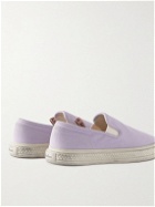 Acne Studios - Distressed Organic Cotton-Canvas Slip-On Sneakers - Purple