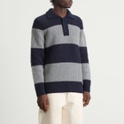 Armor-Lux Men's Stripe Knit Rugby Jumper in Navy/Slate