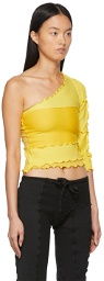 Sherris Yellow One-Shoulder Patch Shirt