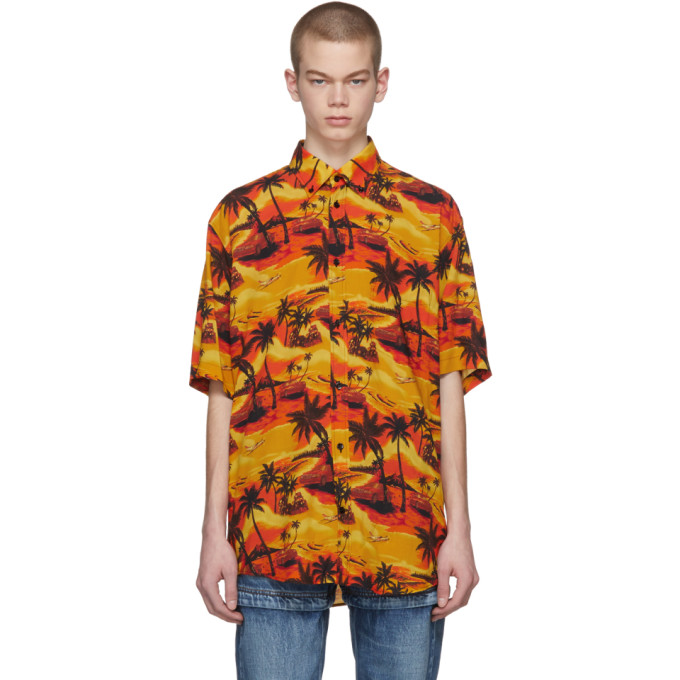 Photo: Balenciaga Orange Norm Fit Hawaiian Shirt