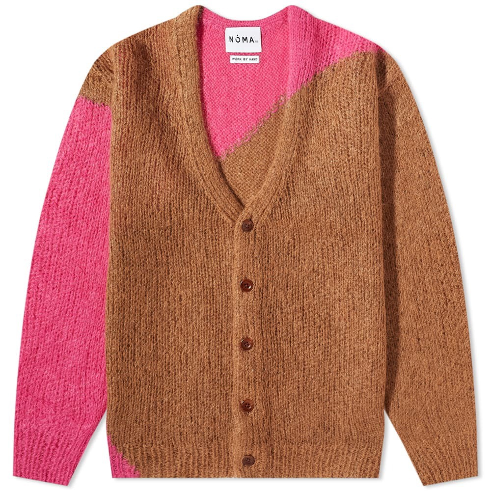 Noma t.d. Men's Hand Knitted Mohair Cardigan in Brown/Pink