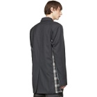 Chin Mens Grey Pinstripe Patchwork Jacket