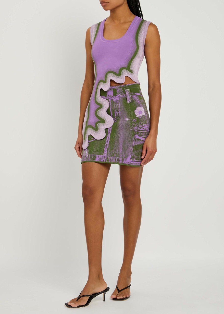 PH5 Daisy Patterned-intarsia Knitted Mini Skirt Lilac