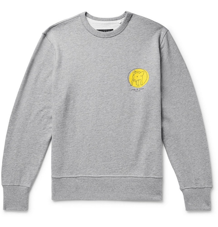 Photo: rag & bone - Printed Mélange Loopback Cotton-Jersey Sweatshirt - Gray