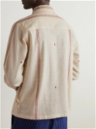 Kartik Research - Embroidered Cotton-Jacquard Shirt - Neutrals
