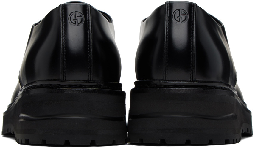 Giorgio Armani Black Embossed Derbys