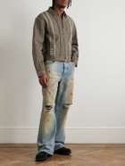 KAPITAL - Cropped Denim-Jacquard Bomber Jacket - Green
