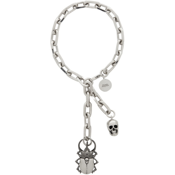 Photo: Alexander McQueen Silver Beetle and Skull Bracelet