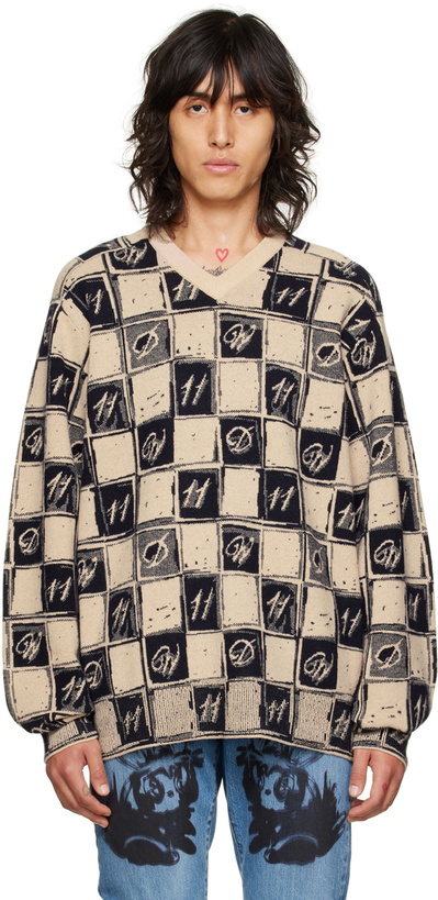 Photo: We11done Beige Chess Board Sweater