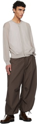 AMOMENTO Gray Sheer Round Cardigan